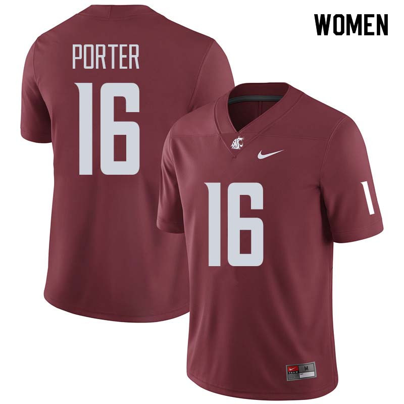 Women #16 Grant Porter Washington State Cougars College Football Jerseys Sale-Crimson - Click Image to Close